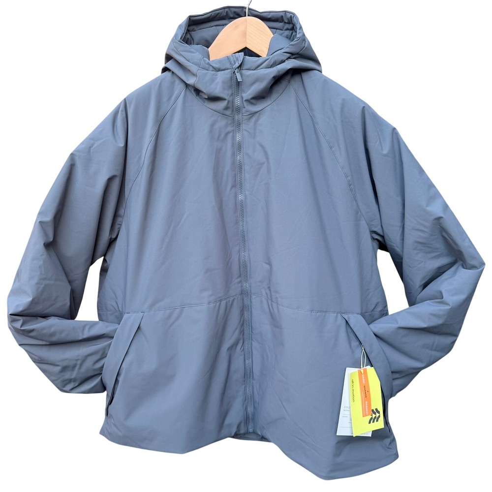 All in Motion Mens XXL Gray Recycled Poly Hooded Cold Weather Jacket Windbreaker